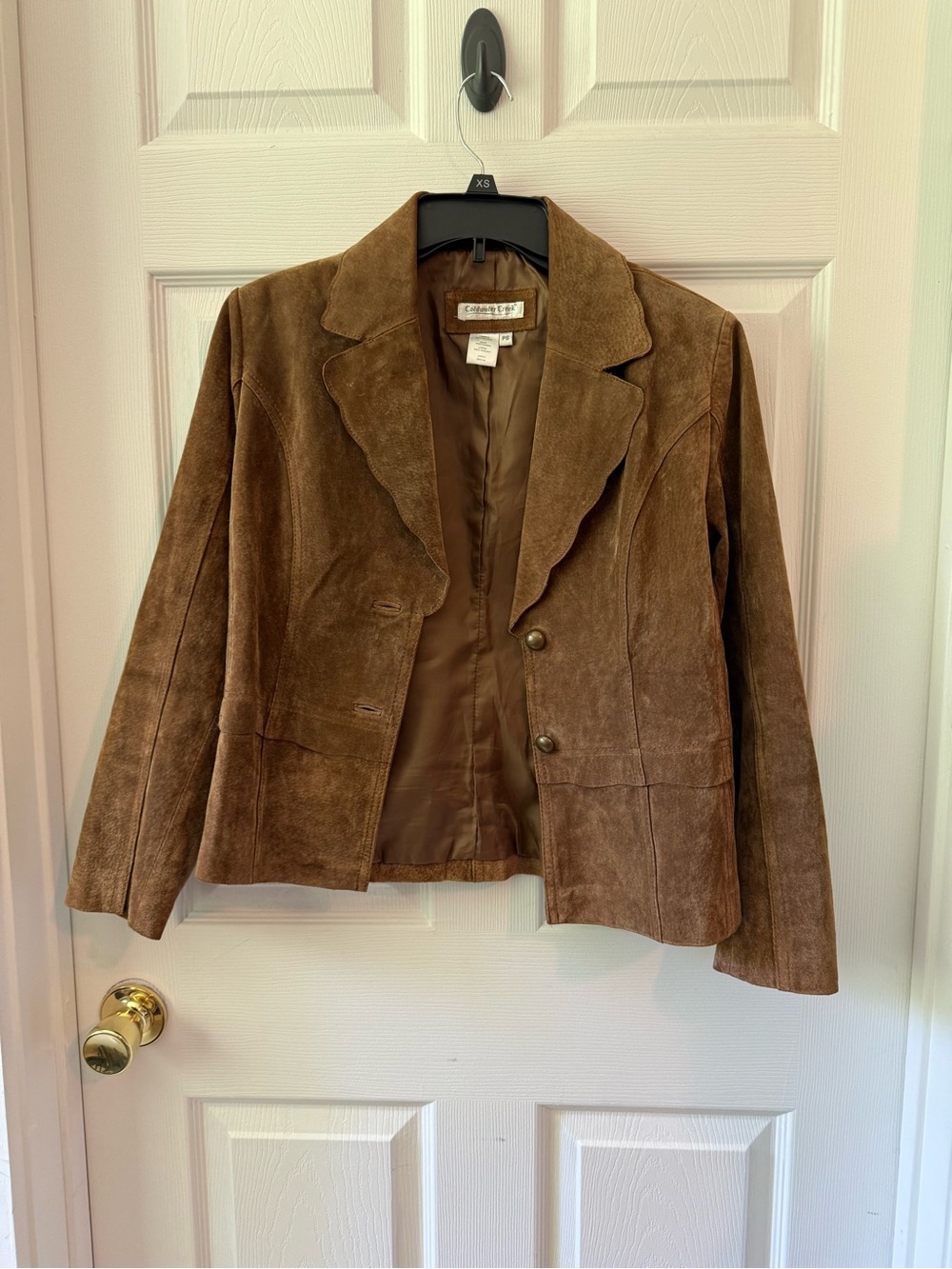 Coldwater Creek Women's Brown Suede Blazer with Scalloped Lapel